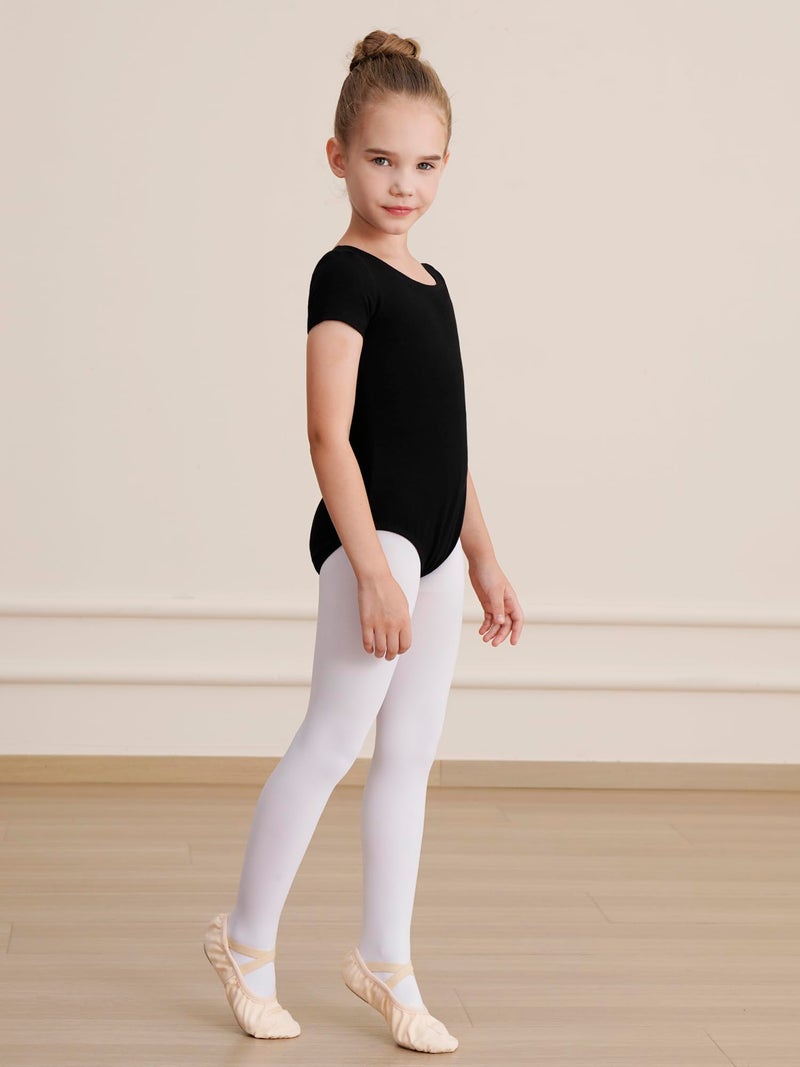 WEGETIT Gymnastics Leotards for Girls, Short Sleeves Gymnastics Ballet Leotard Toddler (Black, 10-12 Years) - Image 4